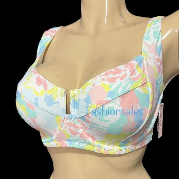 Victorias Secret Swim Full Coverage Unlined Lace up back Bikini Top multicolor - Picture 1 of 6